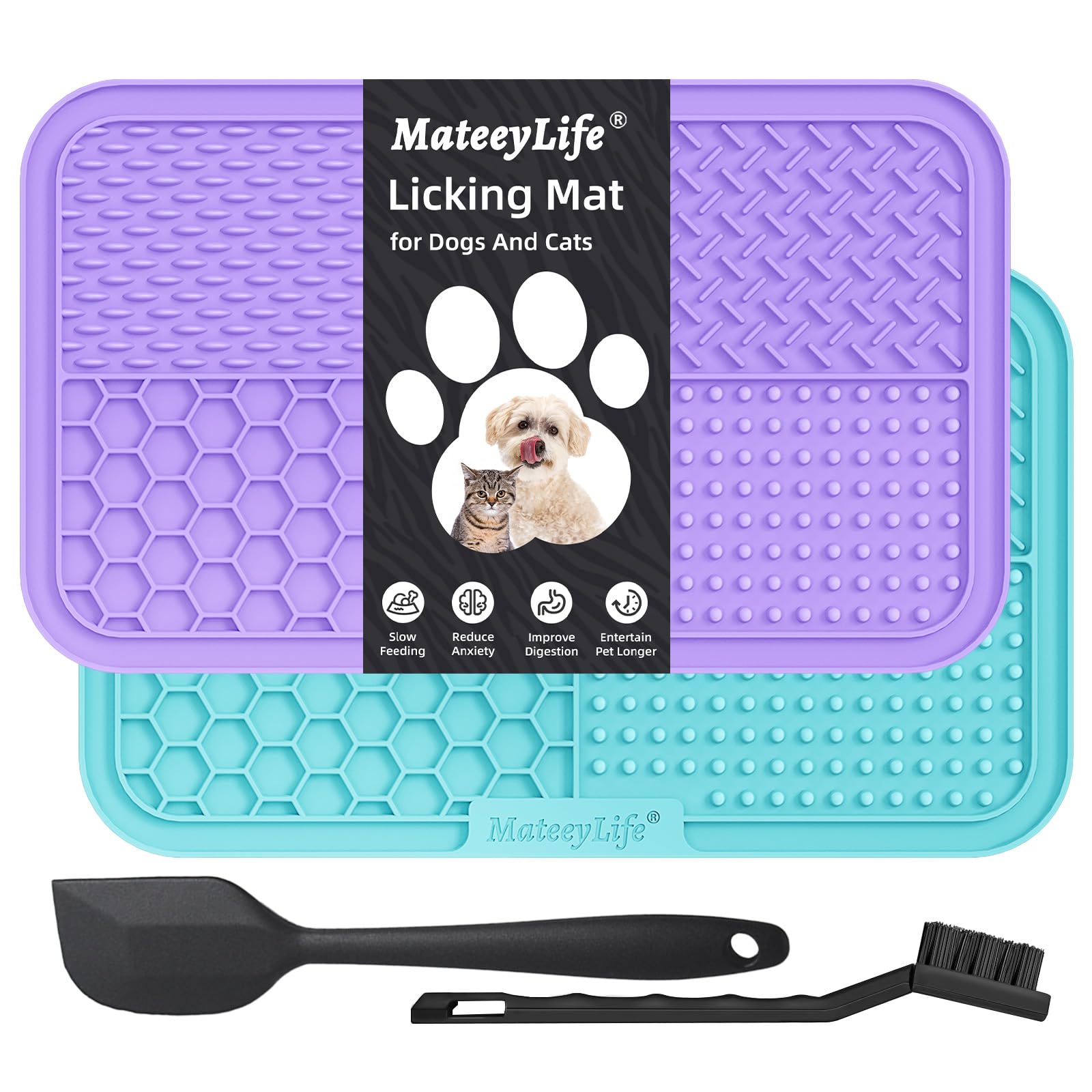 MateeyLife tapis-lechage grand avec ventouses, favorise alimentation lente et sécurité.