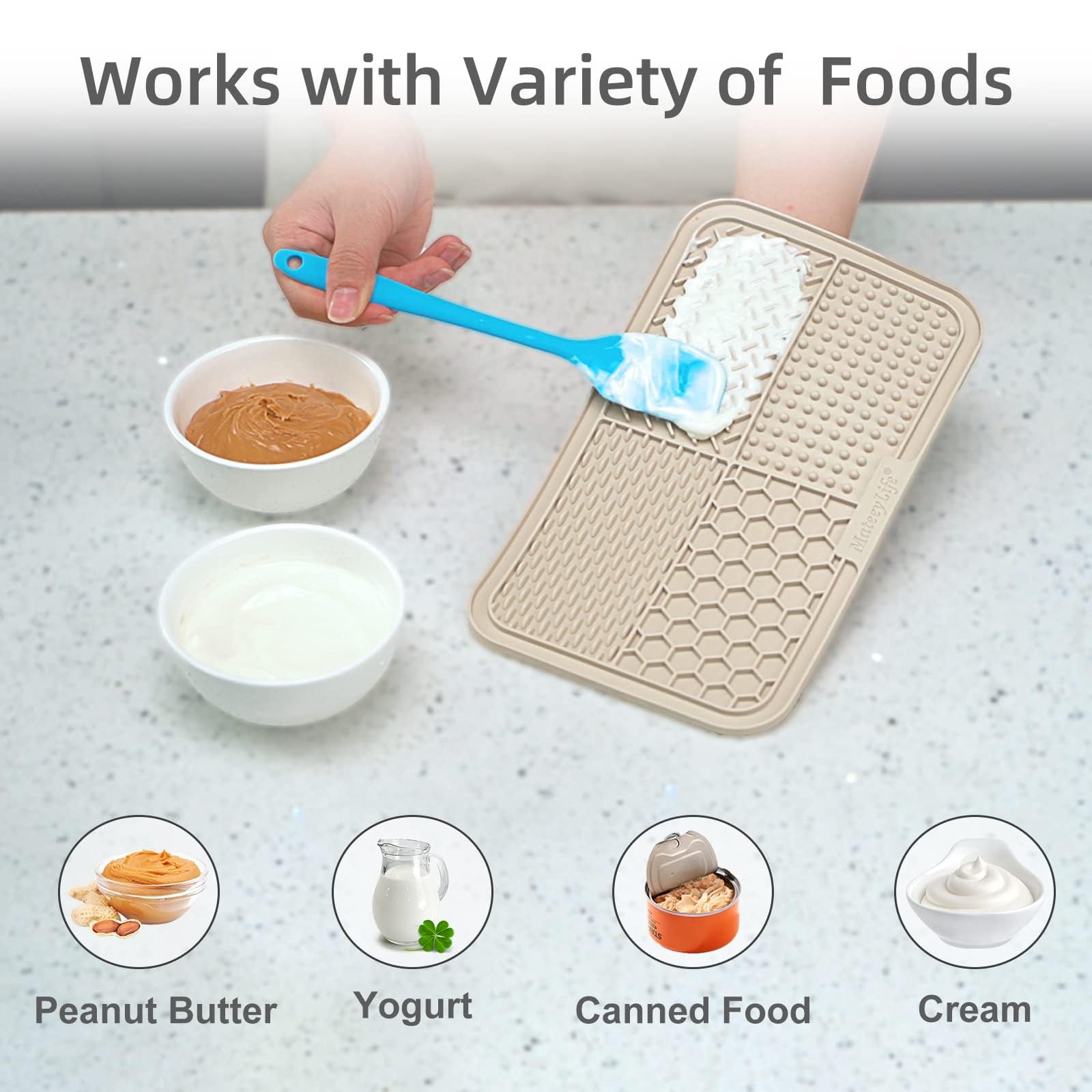 MateeyLife tapis de léchage pour le bain, enrichissement et distraction.