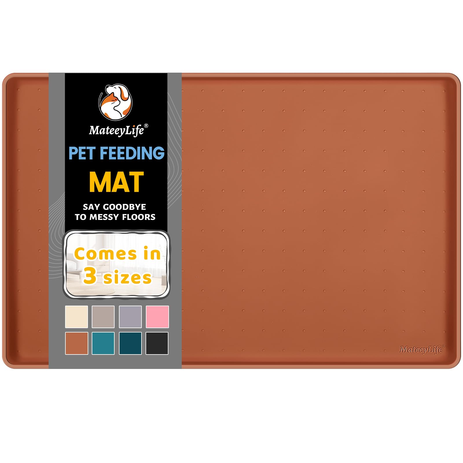 Tapis MateeyLife en silicone pour nourriture de chat, protège des débordements.