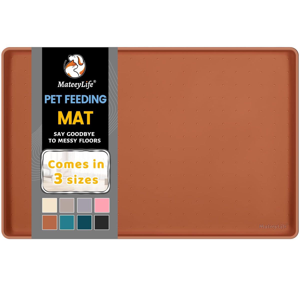 MateeyLife Tapis silicone anti déversement pour animaux qui protège le sol pendant les repas.
