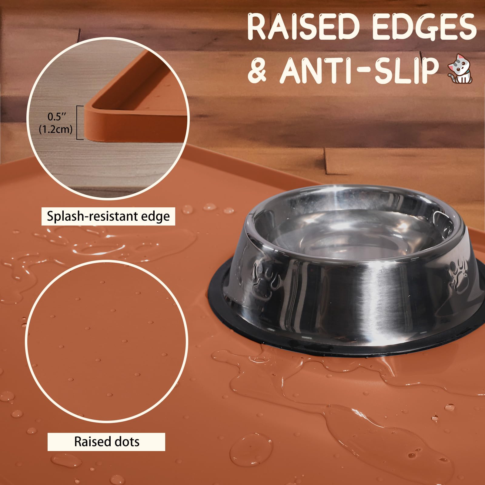 MateeyLife tapis silicone bord élevé, garde l'espace de repas propre.