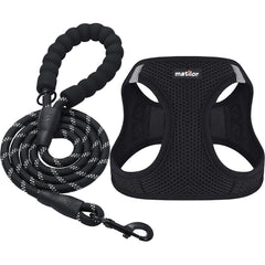 Harnais Matilor a enfiler facilement avec mesh aerien pour chien noir.