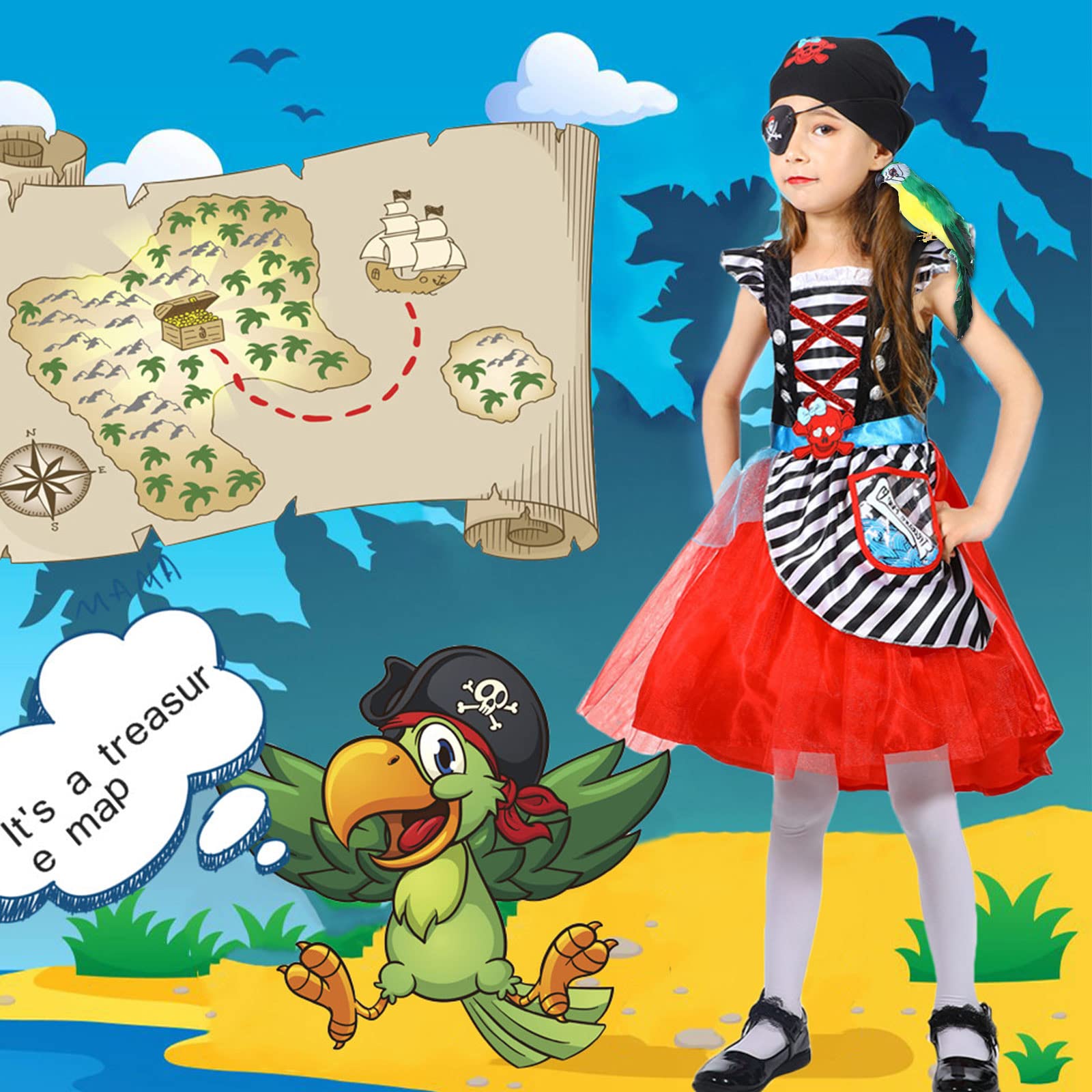 Matiniy perroquet pirate pour fête d’Halloween – déguisement rapide et amusant.