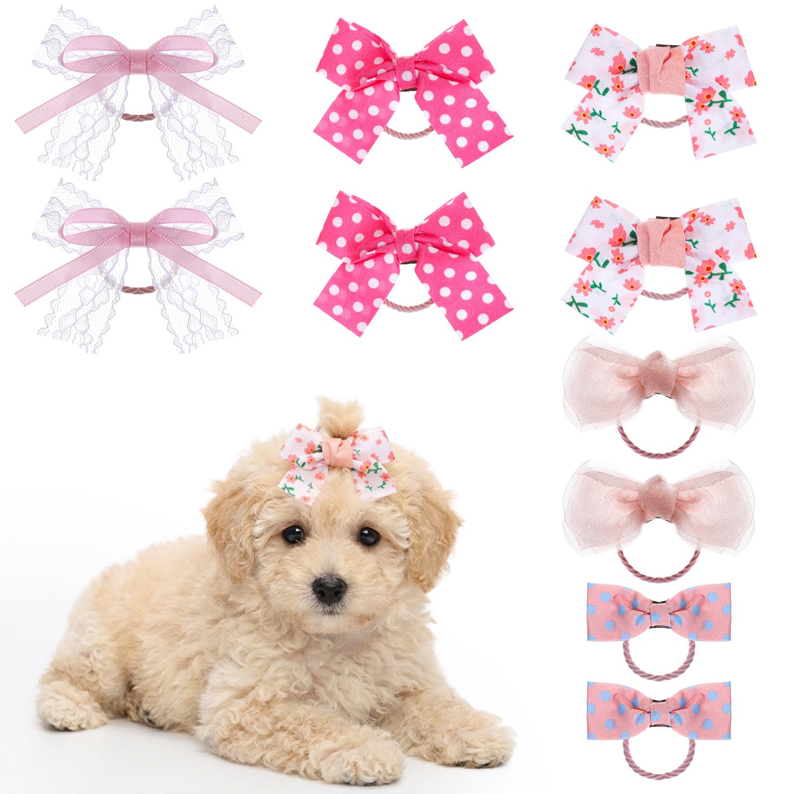 Matwsec noeud-poil chien Sakura rose 10 pièces, fixation rapide lors des promenades.