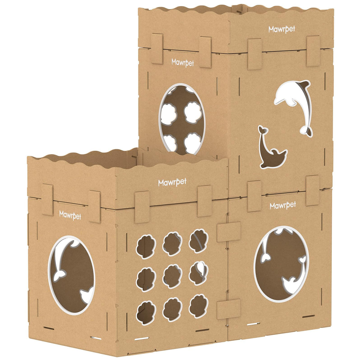 Mawpet-maison-chat-carton-griffoirs refuge sûr et stimulant pour chats.