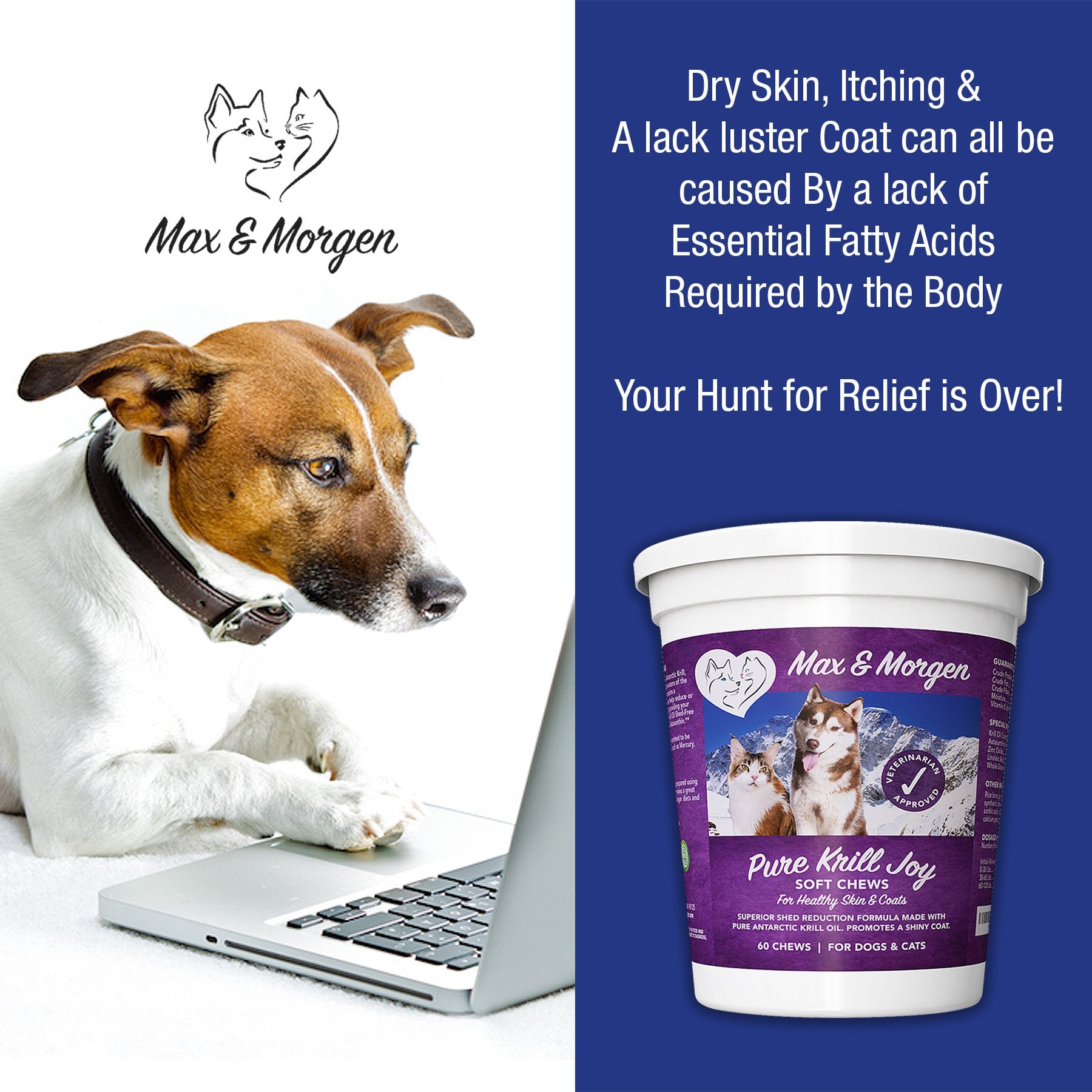 Max and Morgen Pure Krill Joy – fabriqué aux États‑Unis selon des normes élevées.
