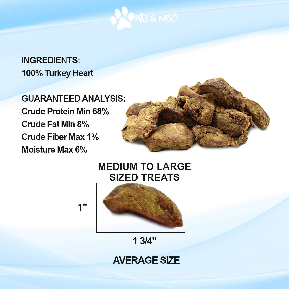 Max and Neo – goût naturel du cœur de dinde séché, sans artifice.