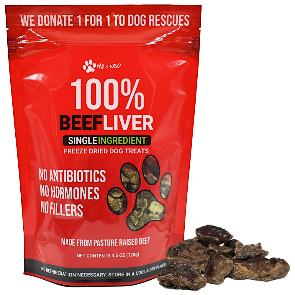 Max and Neo – sachet foie boeuf seche, friandise simple pour chien.