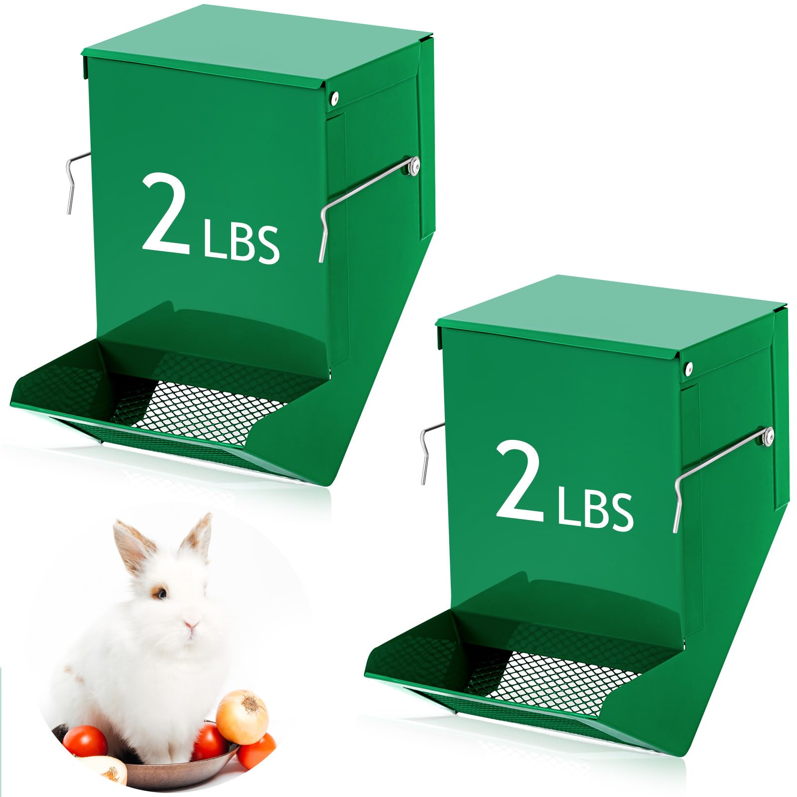 Maxcheck distributeur-nourriture-lapin ensemble vert, pratique pour nourrir plusieurs animaux.