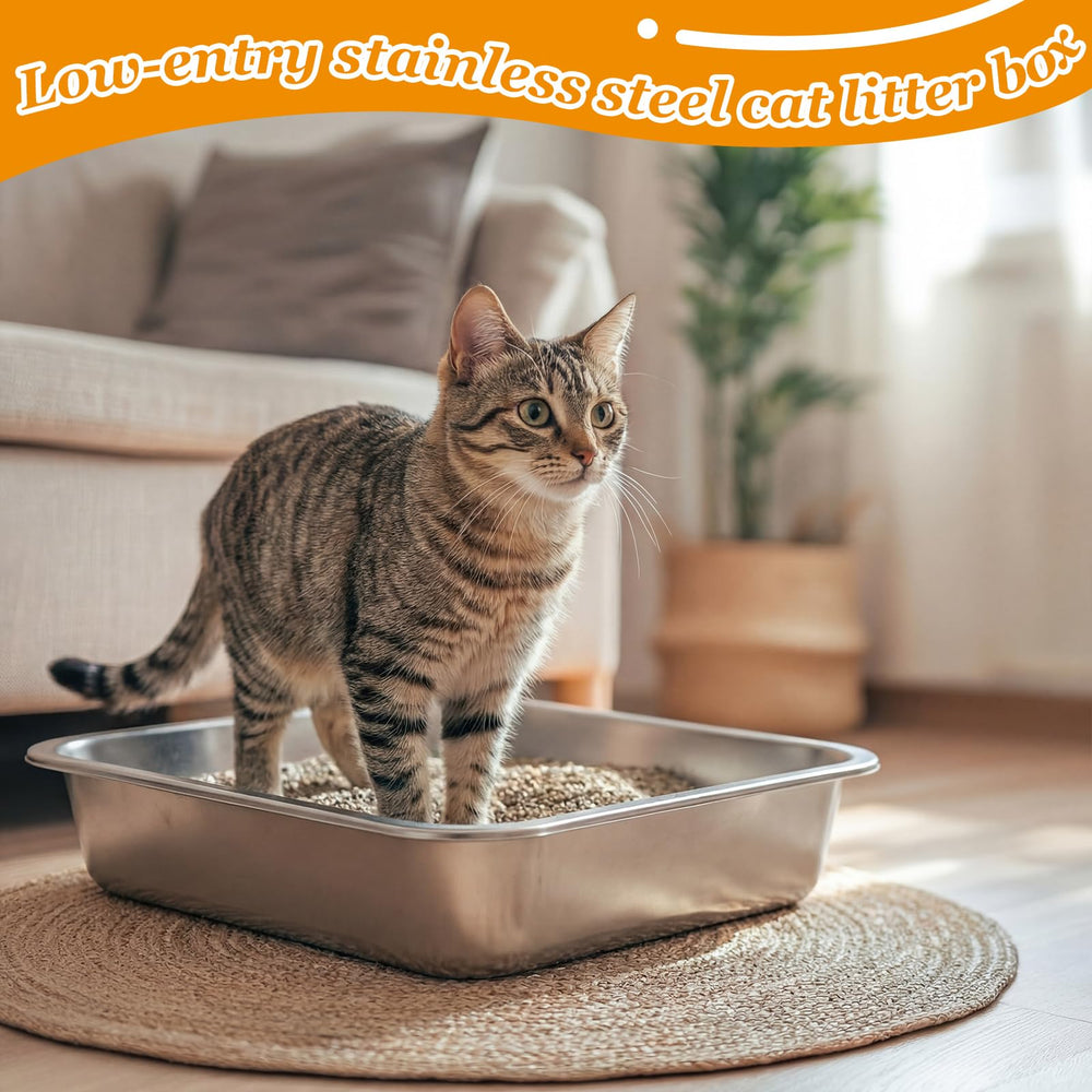 Maxcheck litiere acier inox ensemble 10 boites: solution pratique pour multi-animaux.