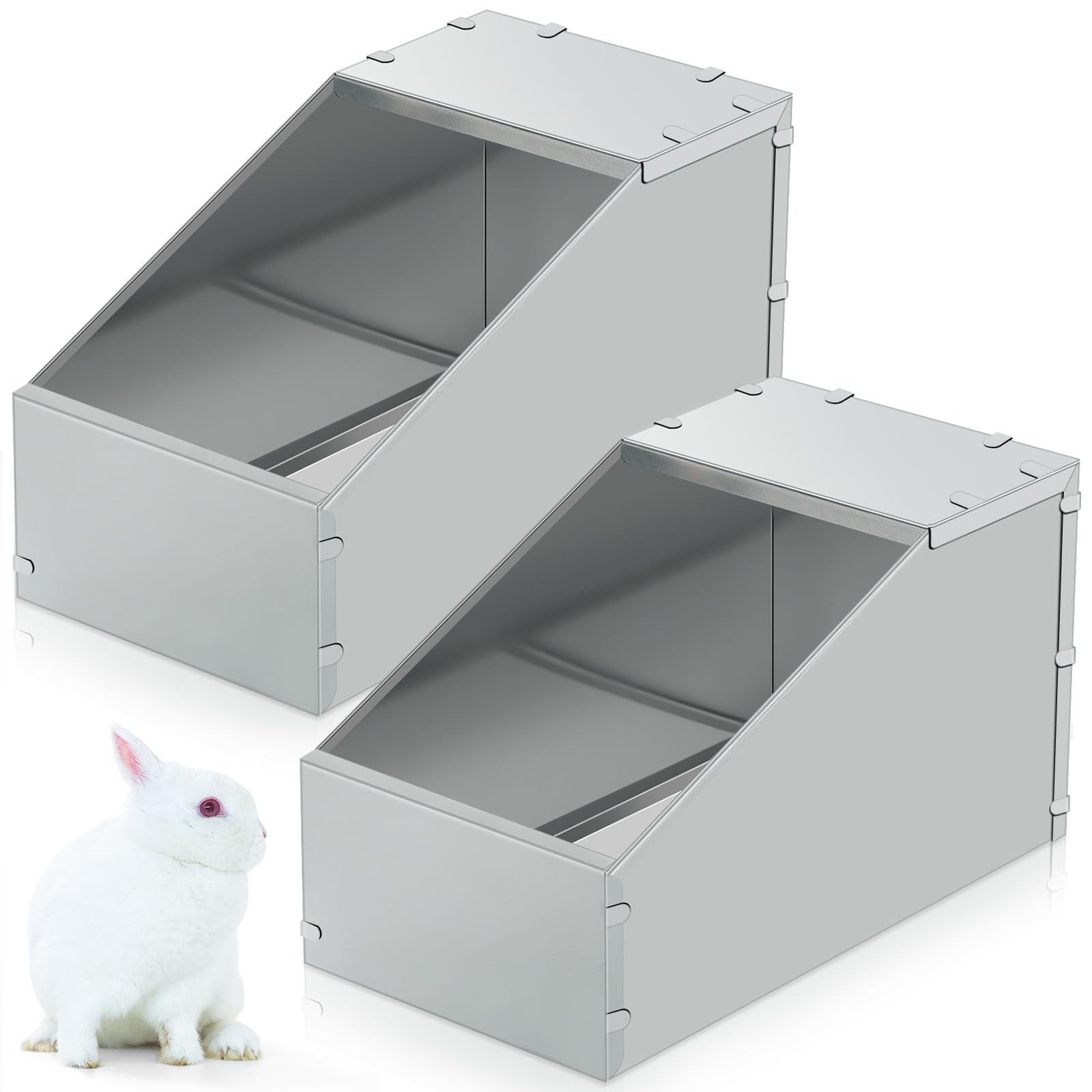 Maxcheck nid lapin métallique galvanisé ensemble: deux boîtes spacieuses pour plusieurs animaux.