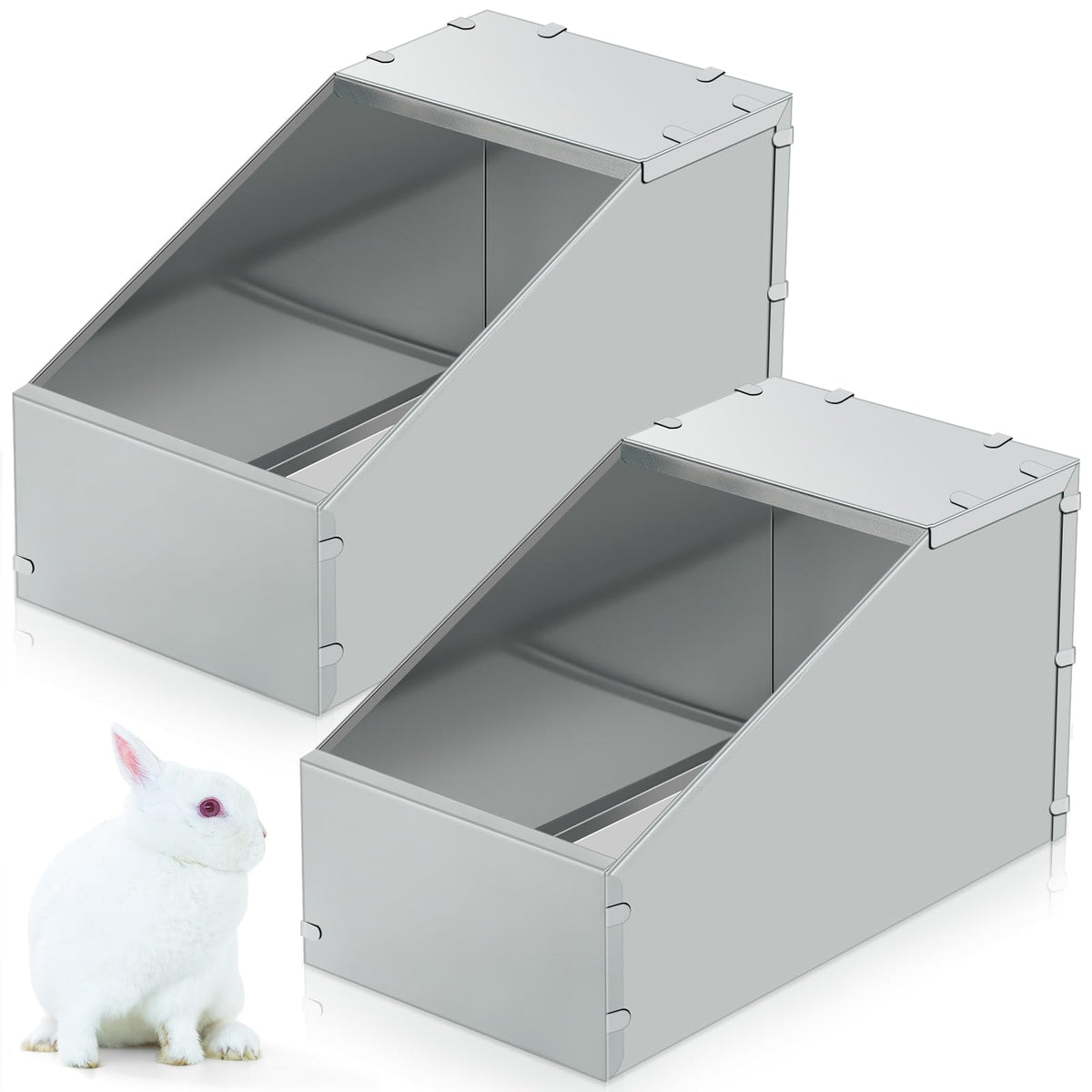 Maxcheck nid lapin métallique galvanisé ensemble: deux boîtes spacieuses pour plusieurs animaux.