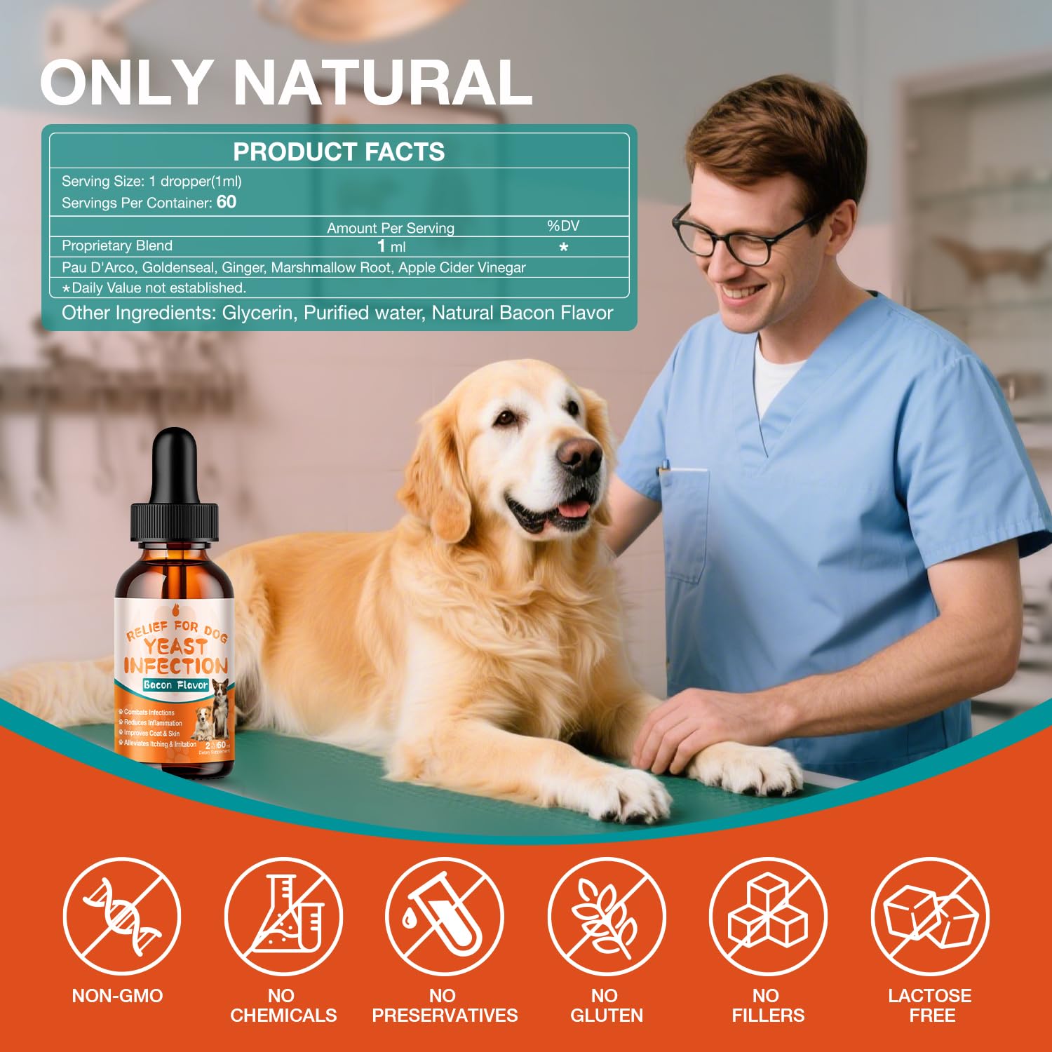 MaxHemp gouttes levure chien - amélioration de la peau et du pelage.