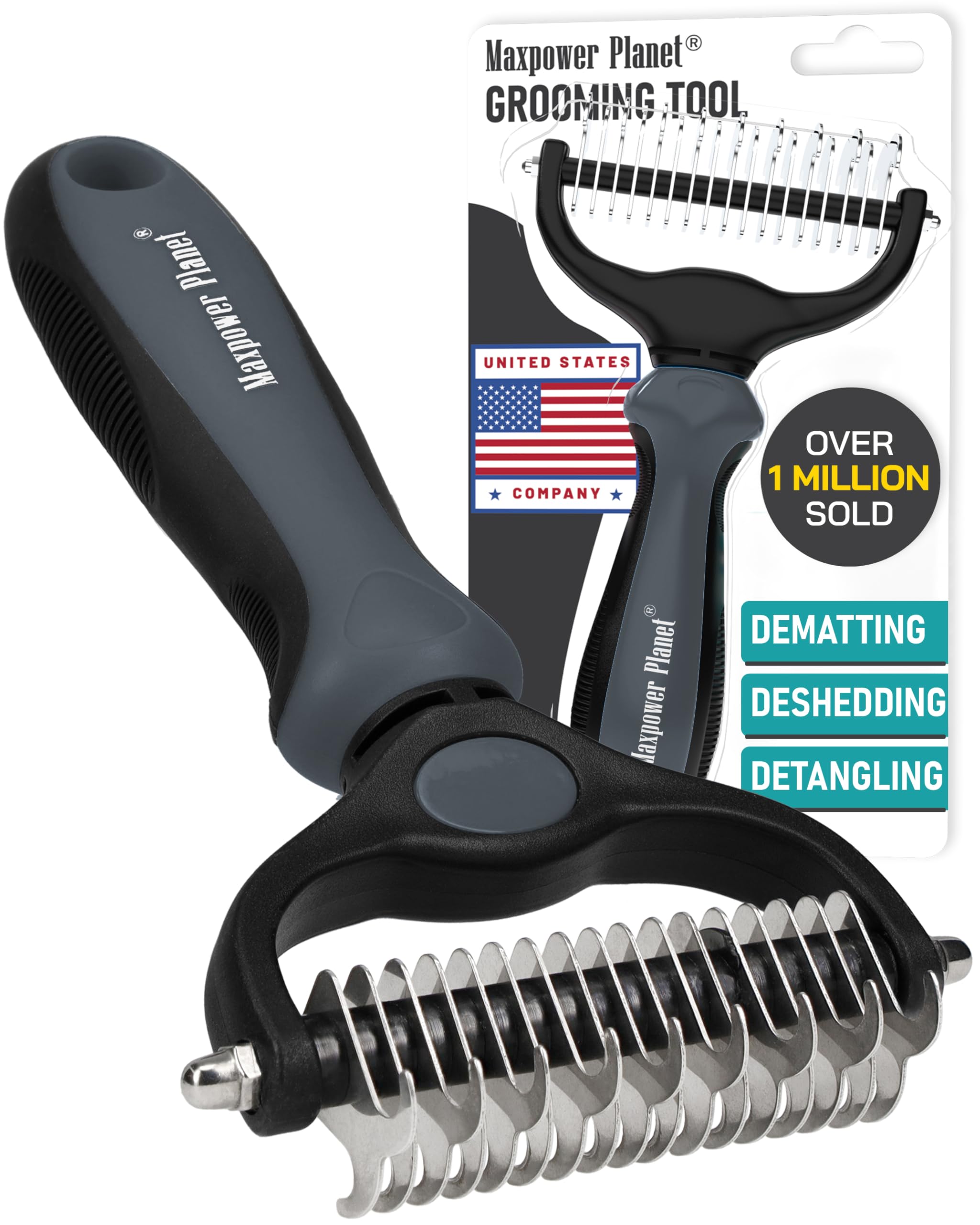 Brosse Maxpower Planet double-face pour démêler efficacement le pelage.