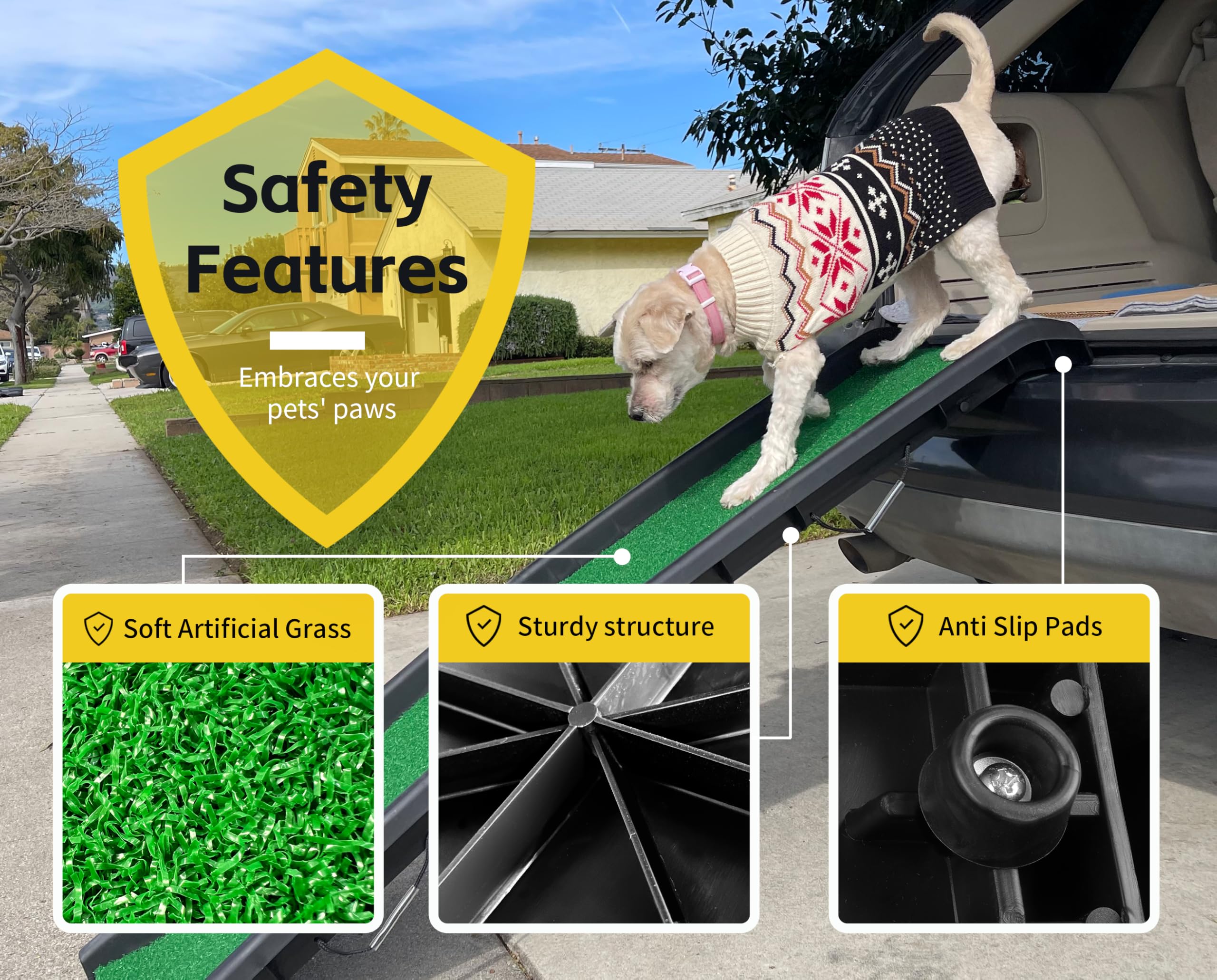 MaxWorks PawStep utilisation interieur et exterieur, pratique pour voiture ou canapé.