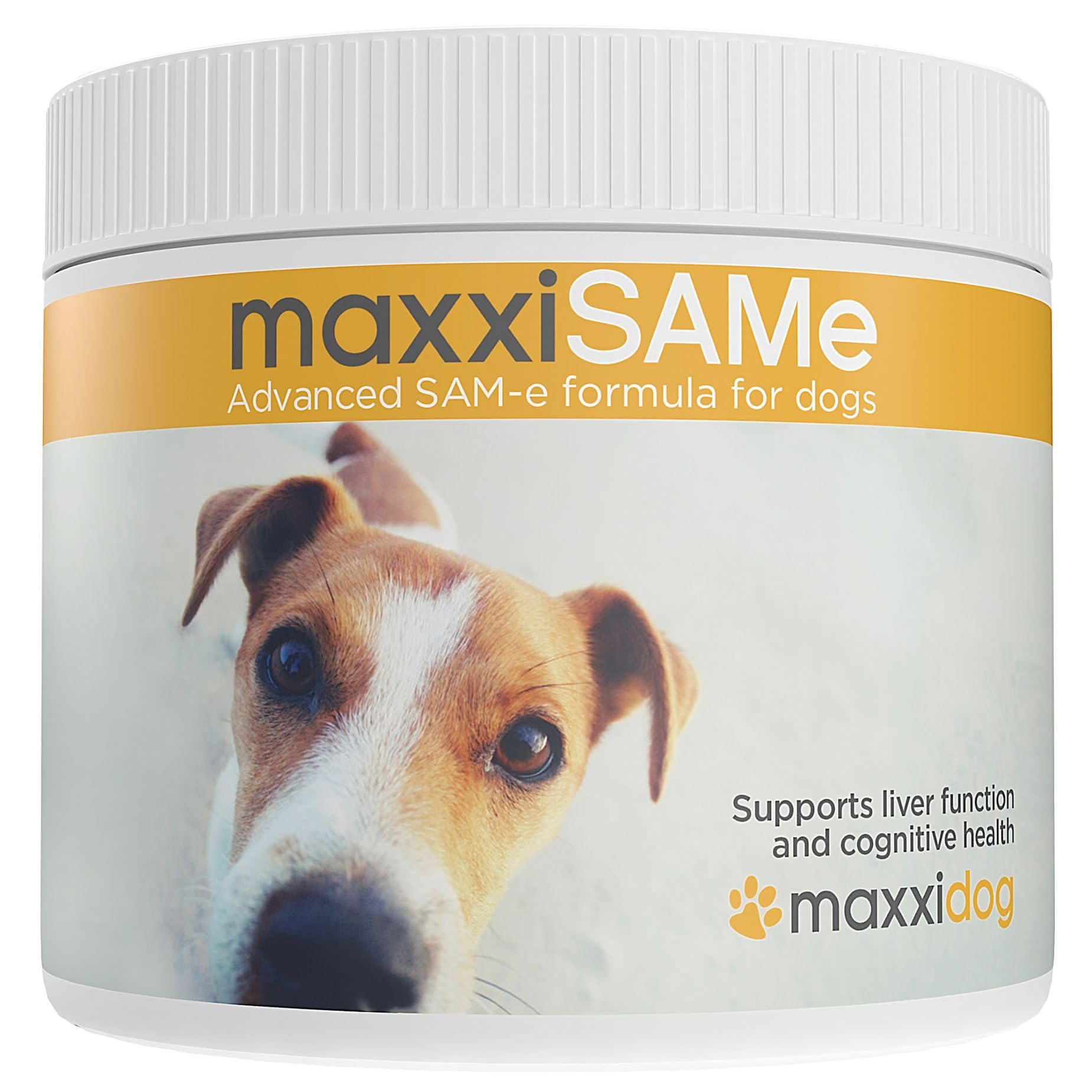 Bouteille maxxipaws maxxisame, poudre pratique pour soutenir la fonction hépatique du chien.