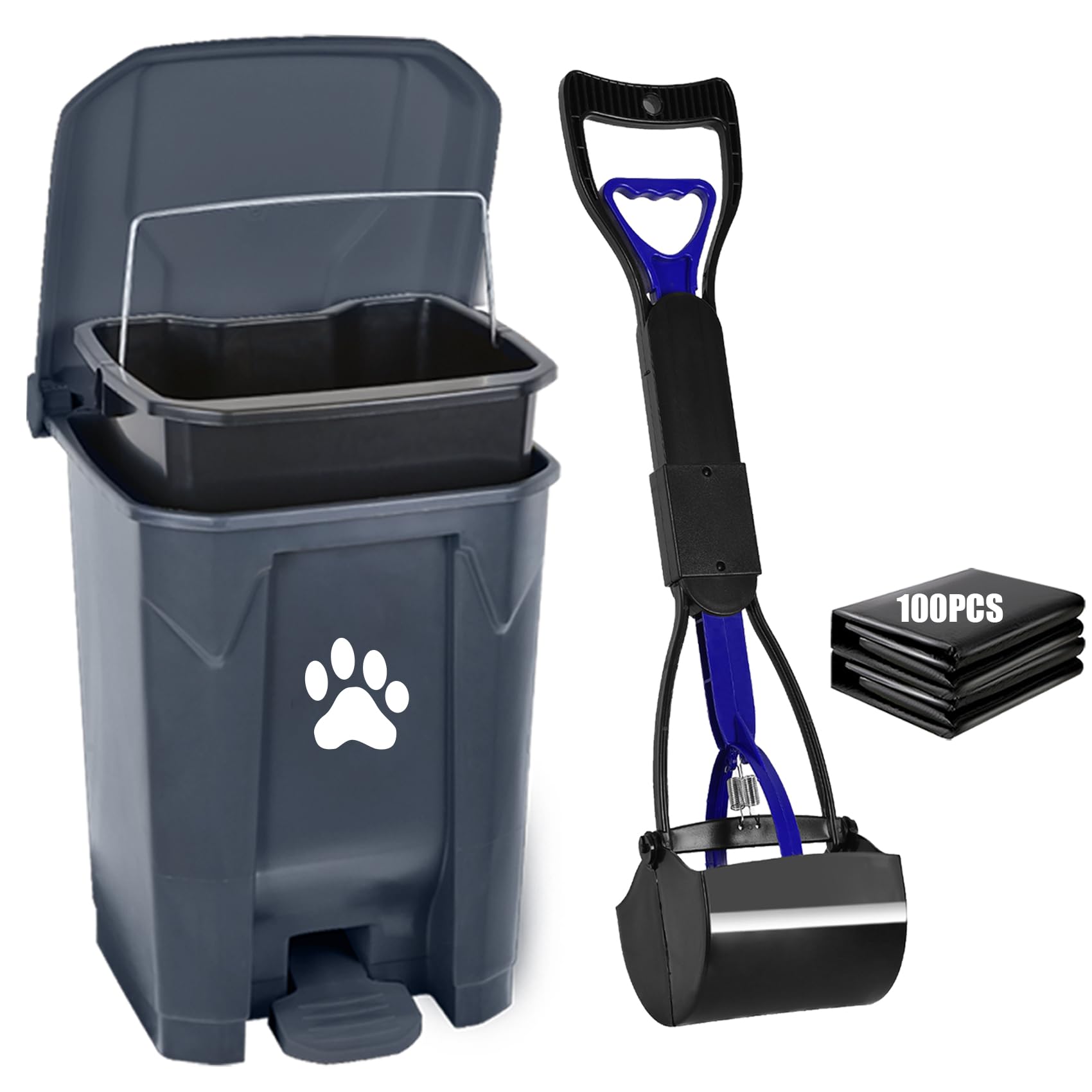 Poubelle extérieure Mayayaday gris 20L pour déchets canins et jardin.
