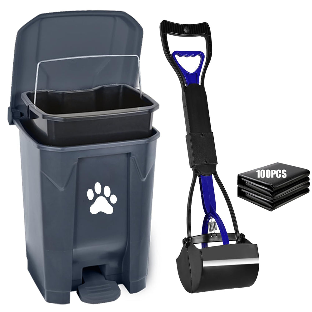Poubelle extérieure Mayayaday gris 20L pour déchets canins et jardin.