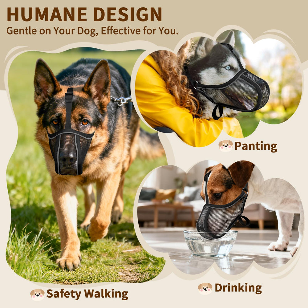 Mayerzon masque-chien-promenade-toilettage-noir : idéal pour sorties et toilettage contrôlé