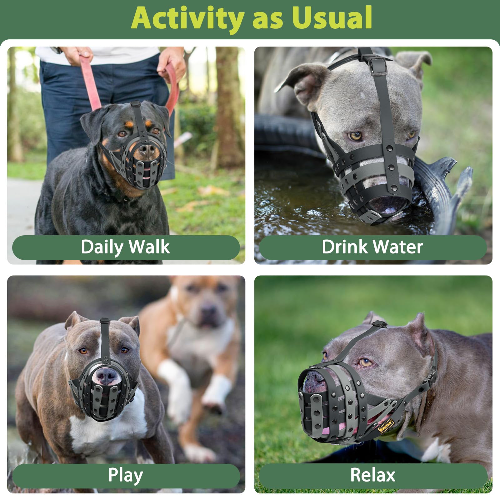Mayerzon masque-panier Pitbull, permet de haleter et boire pendant l’utilisation.