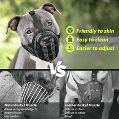 Mayerzon masque-panier Pitbull, matériau léger en PVC pour une sensation douce sur le museau.