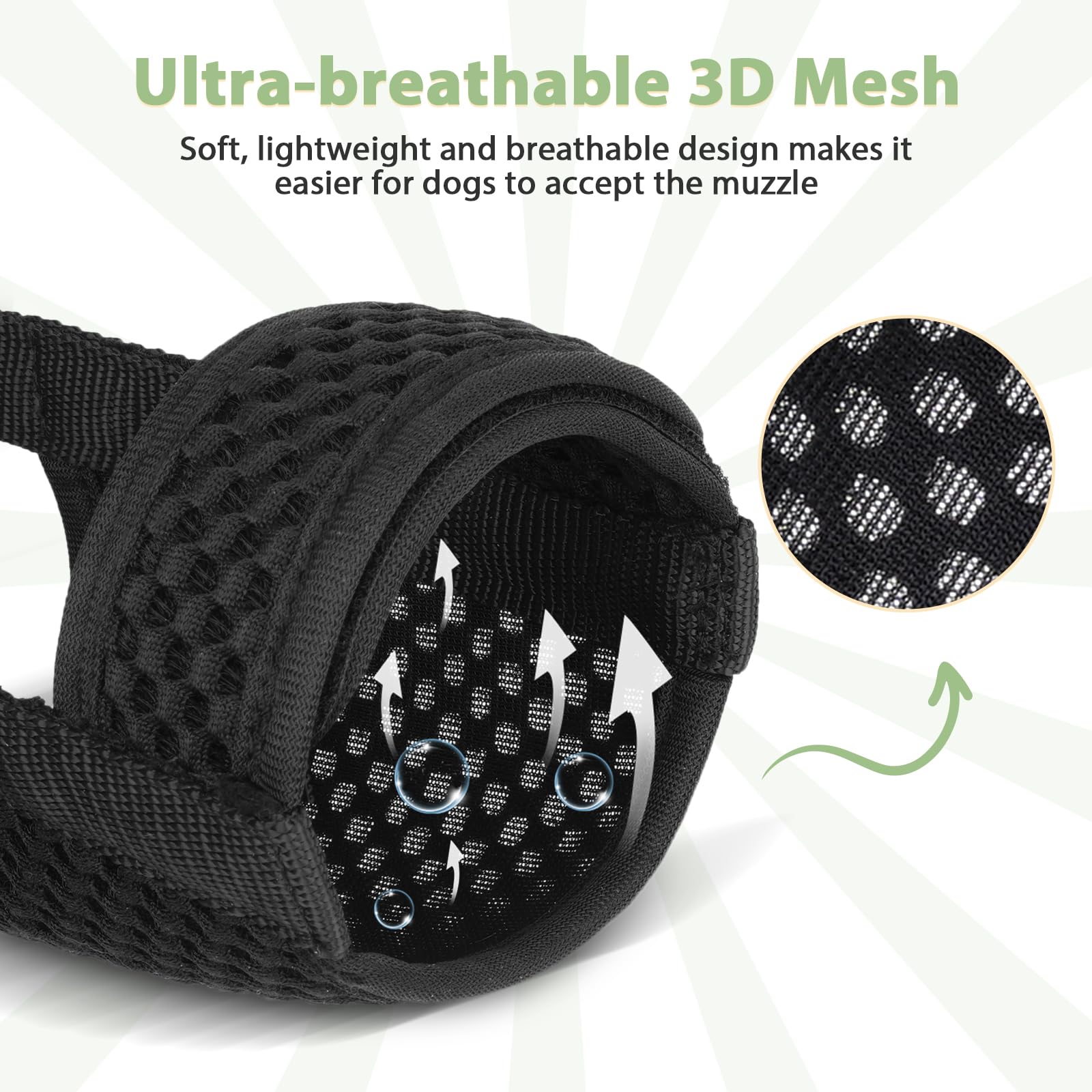 Mayerzon museau chien ajustable en boucle pour taille parfaite et sécurité.