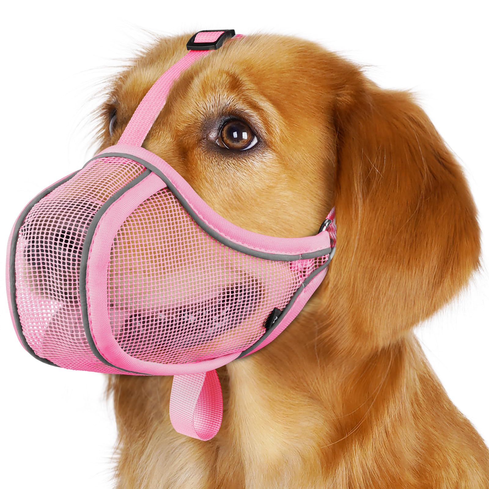 Mayerzon museau-chien XS rose, léger et ajustable pour petites races.