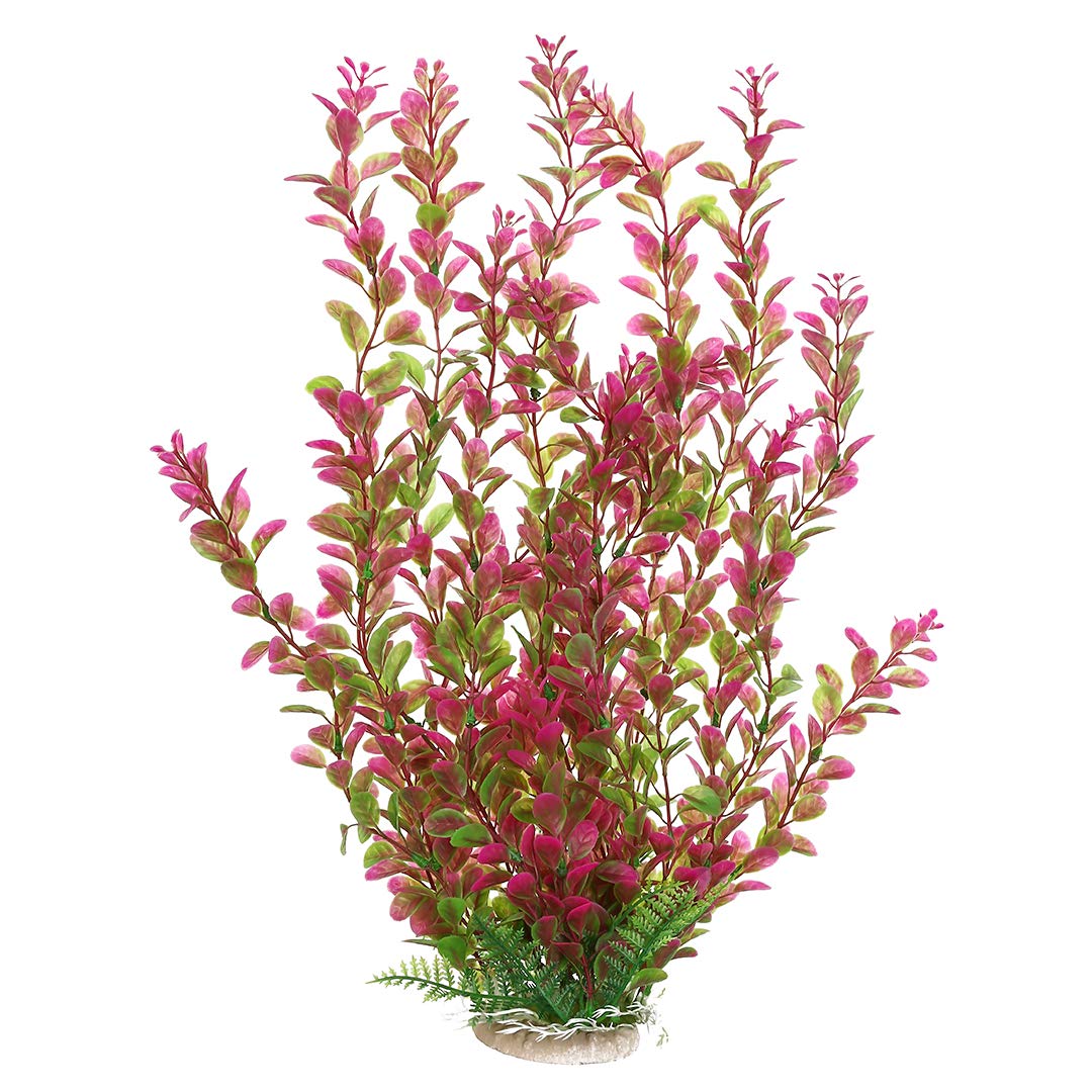 Mayitr Rhodo Red: plante artificielle avec base pierre, décor stable et sans entretien.