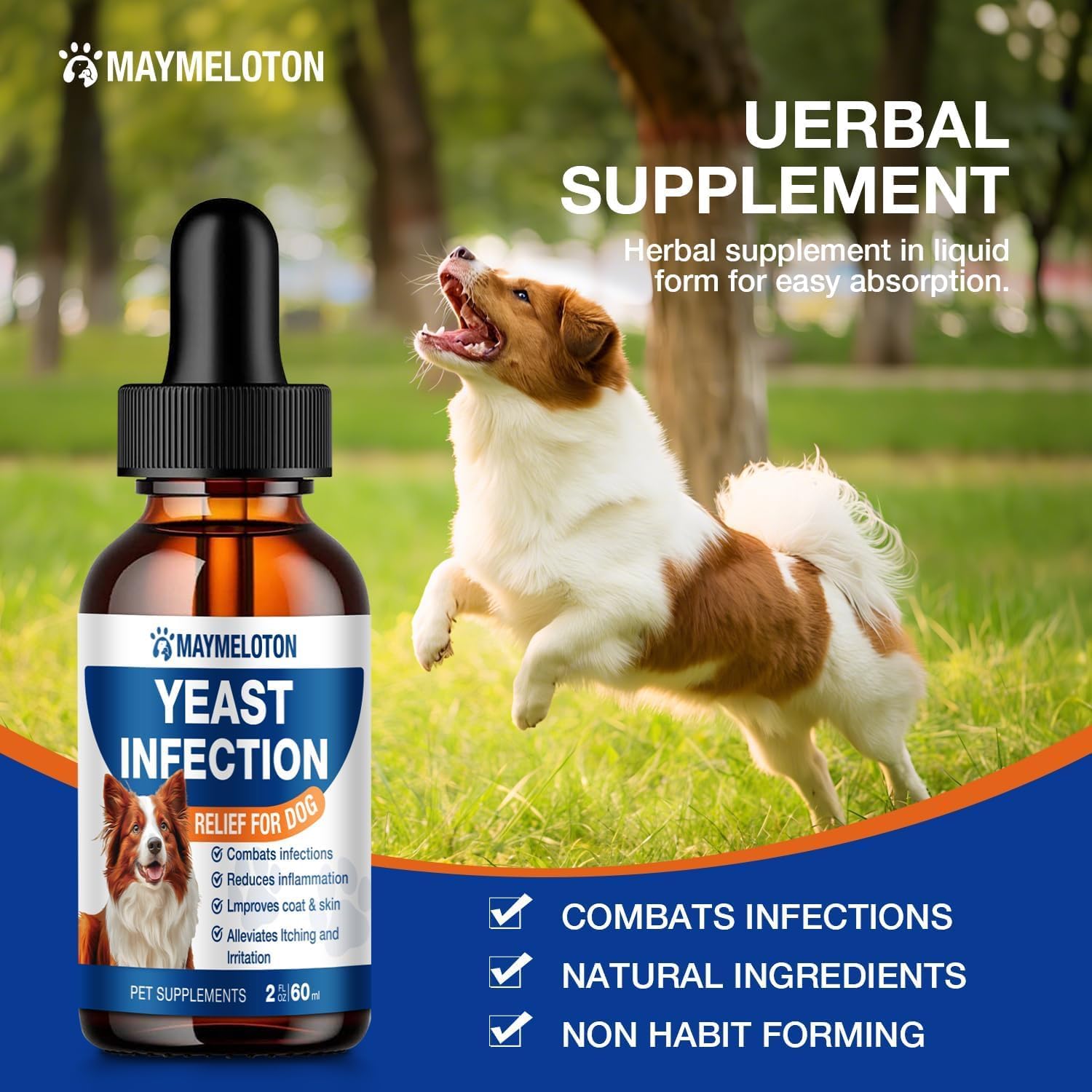 MAYMELOTON bouteilles-levure-chien-oreilles: apaisent l'irritation et rétablissent le confort.