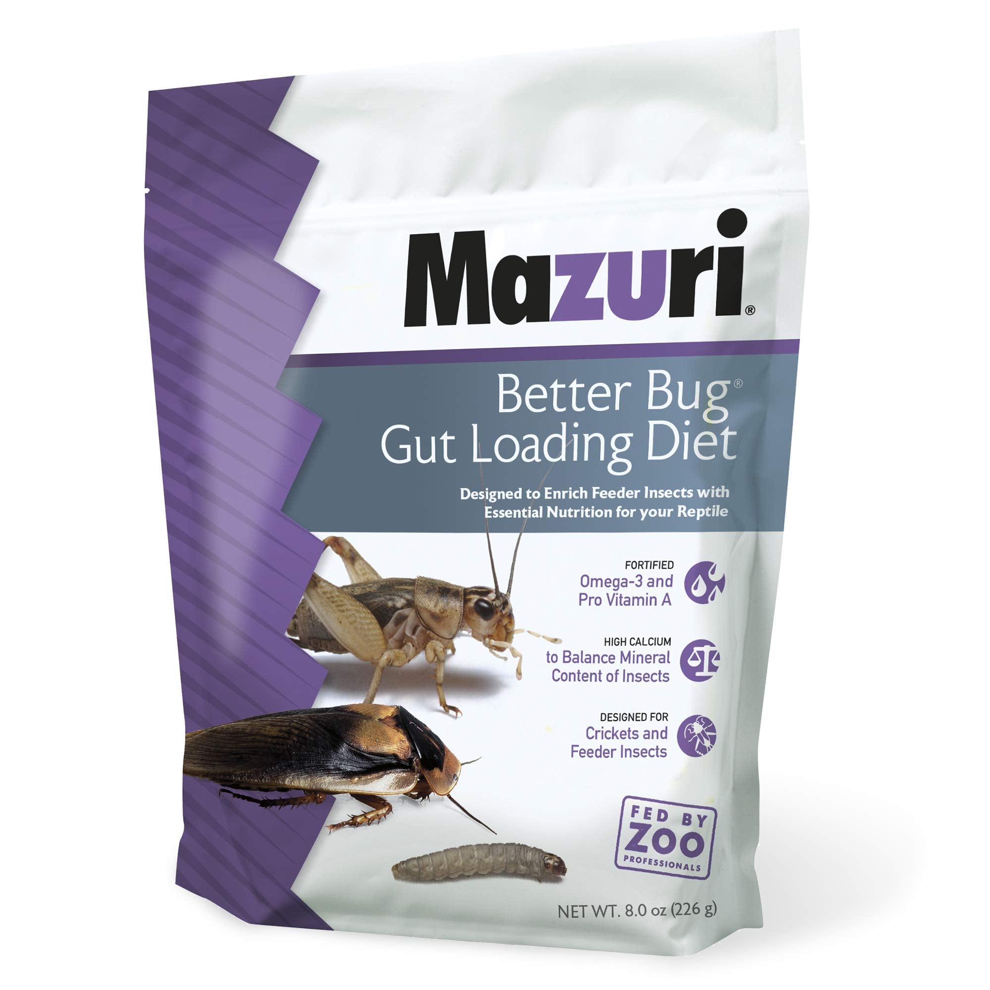 Mazuri diète enrichissante pour grillons, sachet 8 onces, enrichissant l’alimentation des insectes.