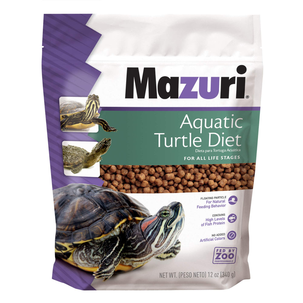 Mazuri granules flottants pour tortue aquatique, favorisant l'alimentation à la surface.