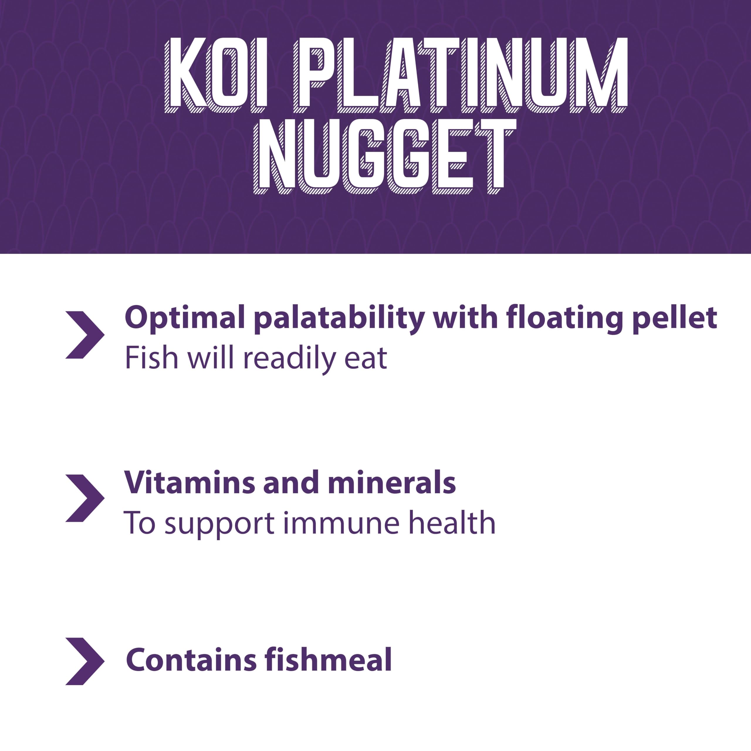 Mazuri Koi Platinum: germes de blé améliorant la digestibilité.