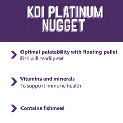 Mazuri Koi Platinum: germes de blé améliorant la digestibilité.