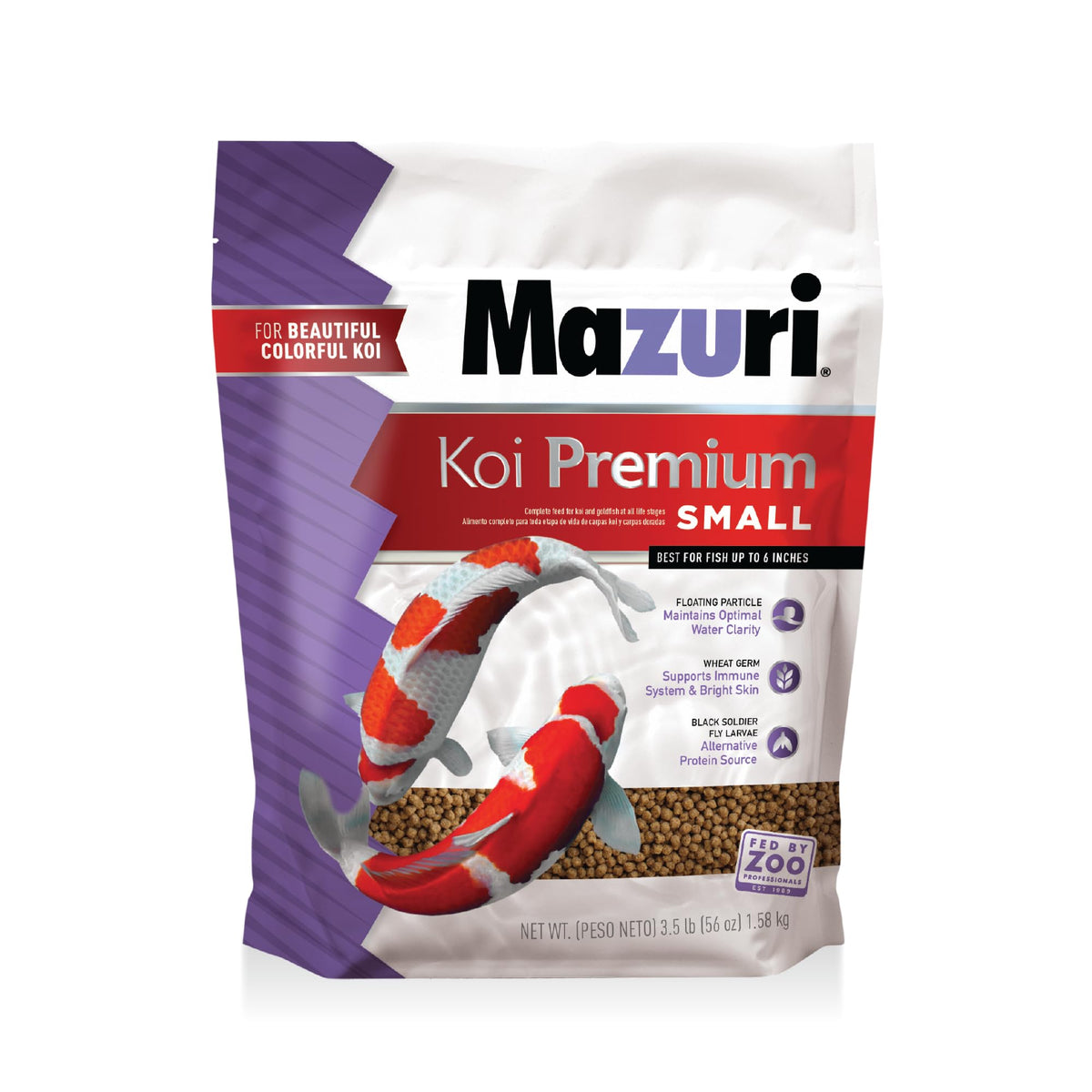 Mazuri Koi Premium Food Small pellets petits 2mm sur la surface, nourrissage facile pour koi jusqu'à 6 pouces
