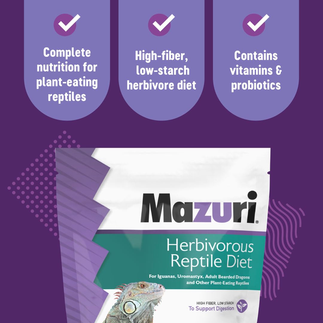 Mazuri Nourriture Reptiles Herbivores: fibre élevée et faible amidon, soutien digestif.