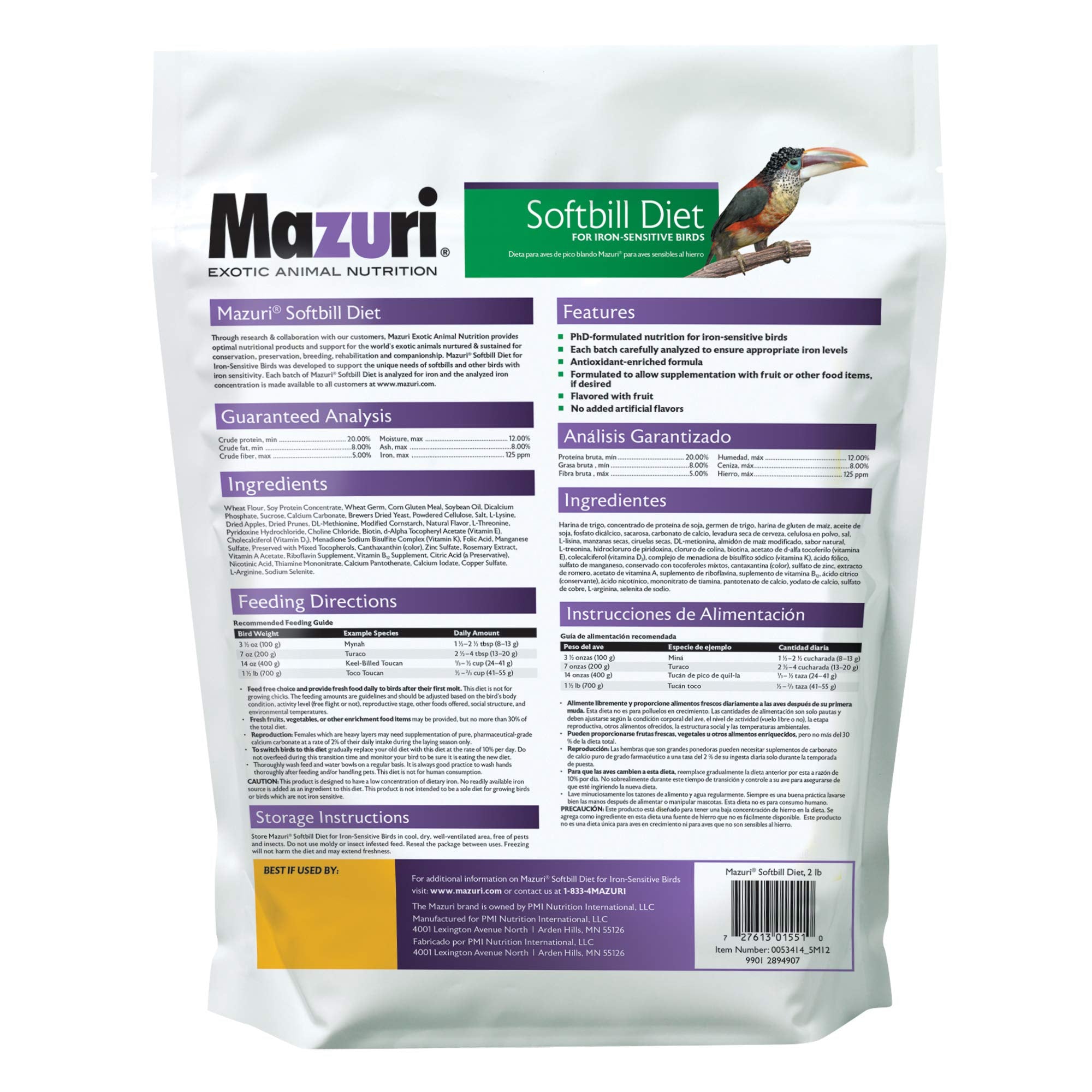 Mazuri Softbill allure fruitée avec arôme pomme-prune, incite à l'appétit.