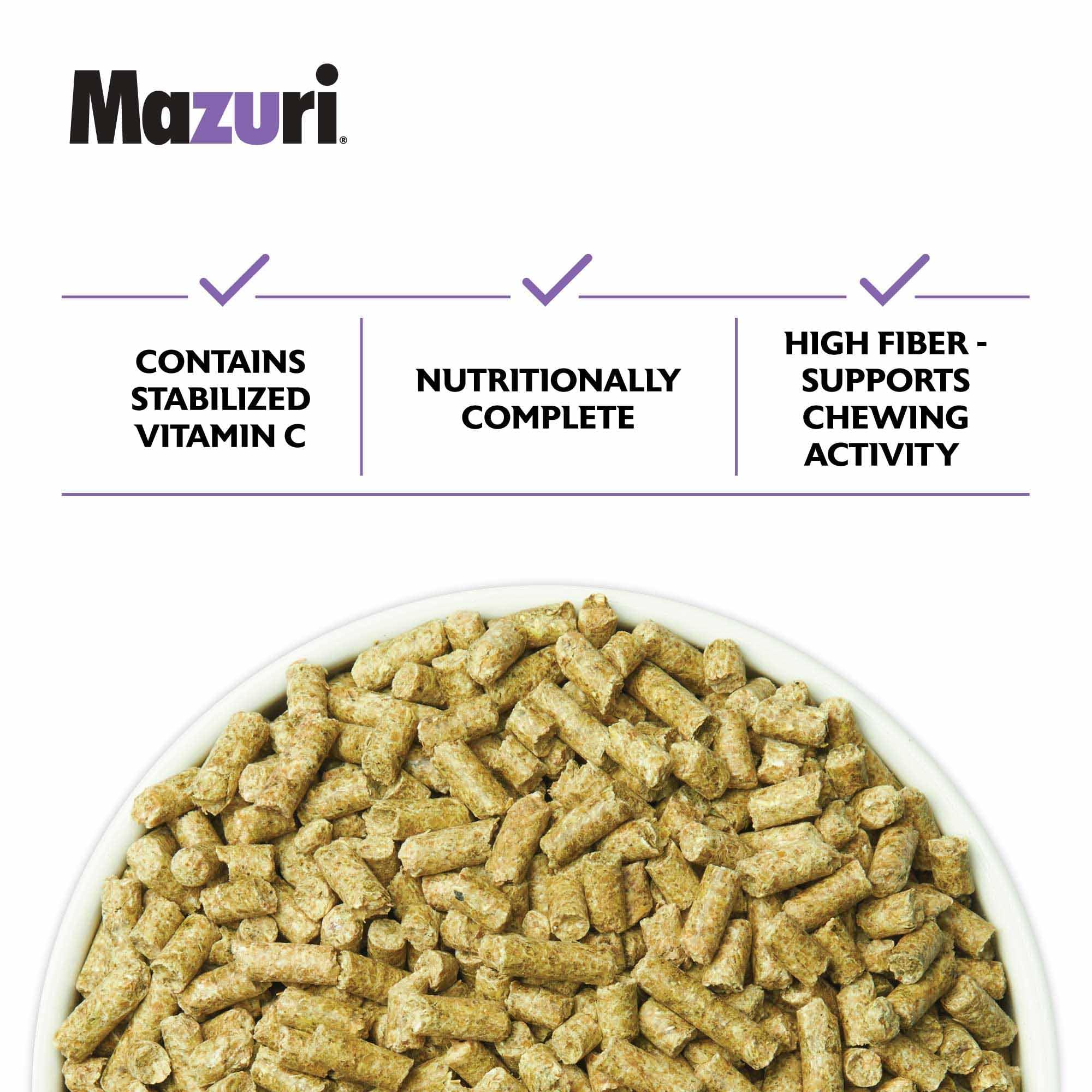 Mazuri sans colorants ni arômes artificiels, alimentation simple et naturelle.