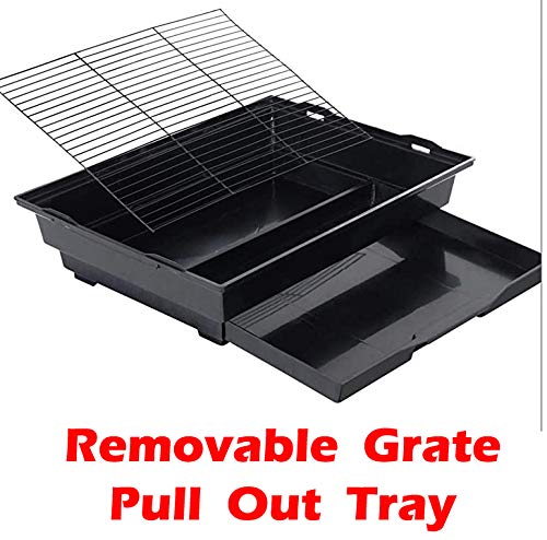 Mcage base profonde avec grille et bac amovibles, nettoyage facilité.