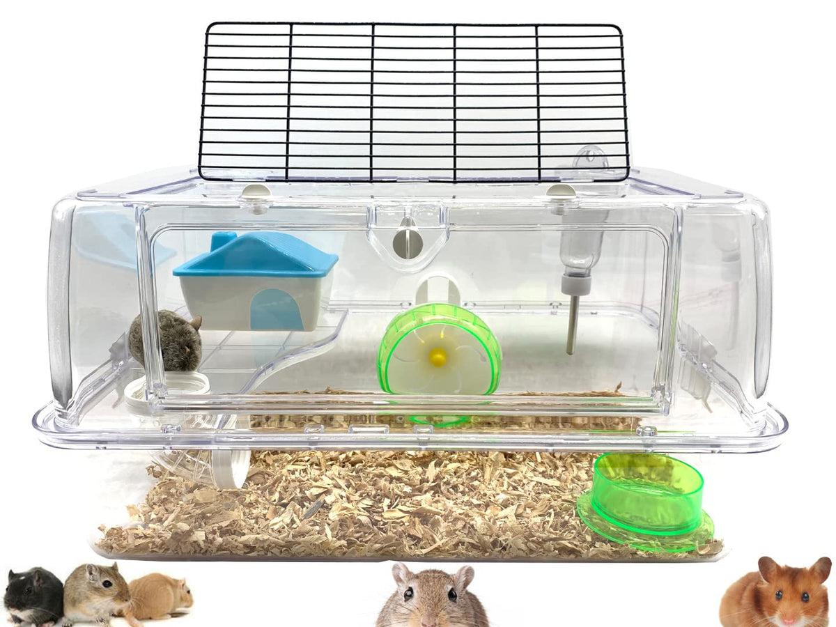 Mcage Hamster Palace 2-tiers — cage transparente pour observation facile du hamster.