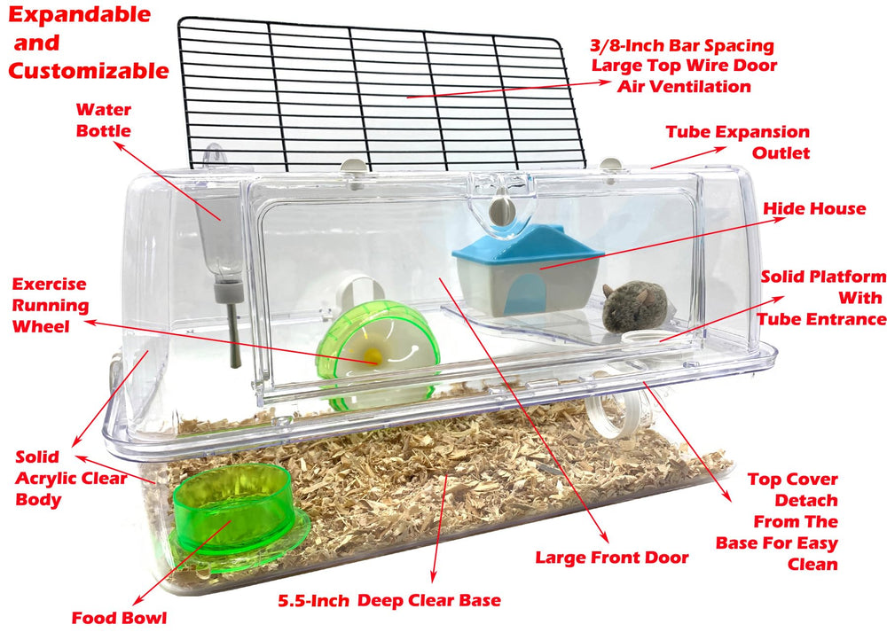 Mcage Hamster Palace 2-tiers — grande roue pour activité physique régulière du petit animal.