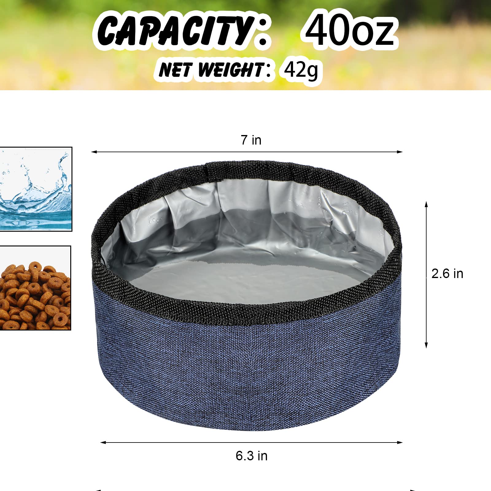 Meanplan bol eau et nourriture pliable bleu – facile à nettoyer et ranger