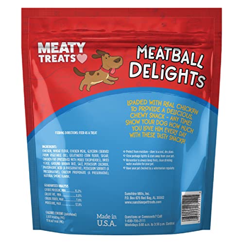 Meaty Treats Meatball Delights poulet-riz, portion pratique pour récompense.