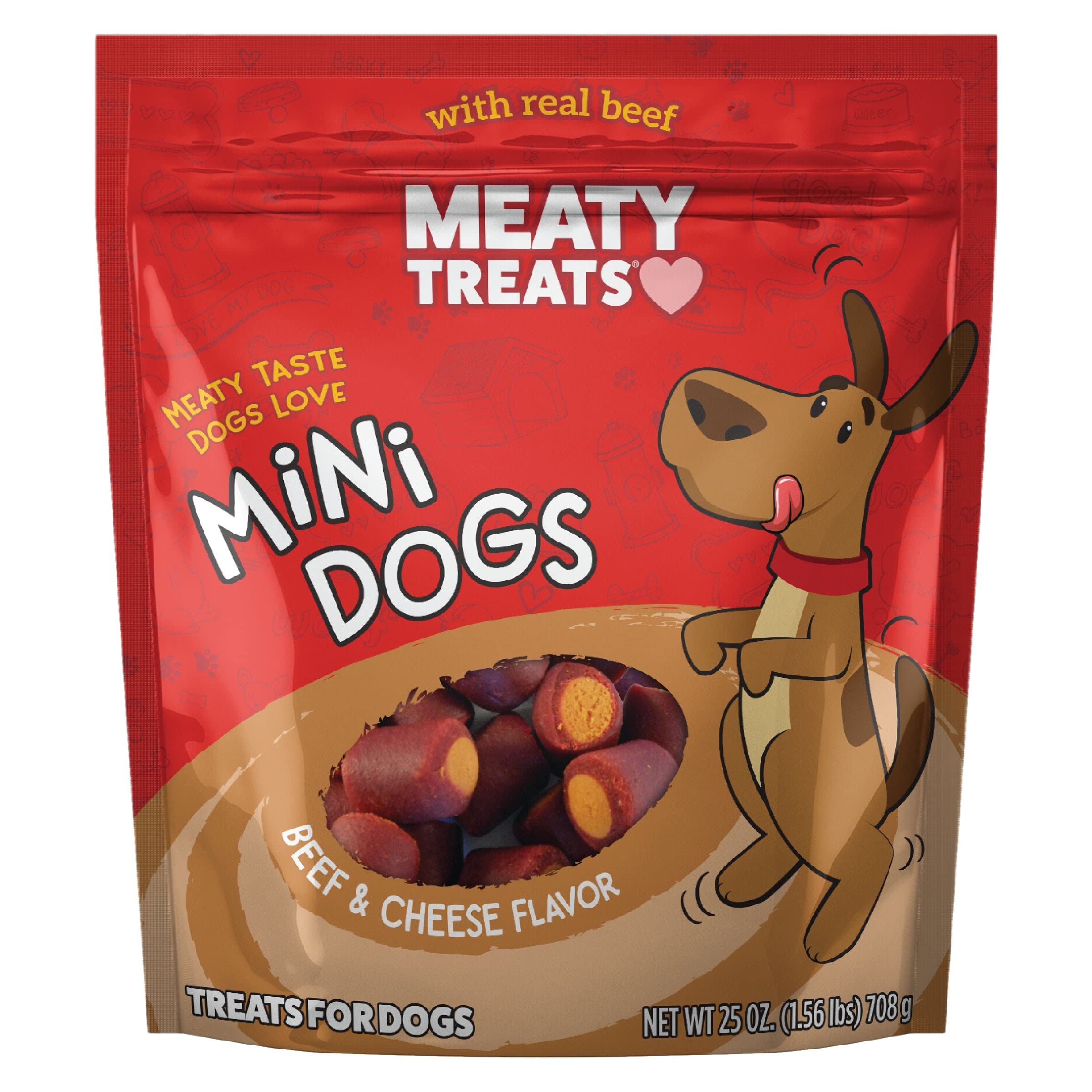 Meaty Treats Mini Dogs boeuf-fromage, bouchée tendre idéale pour l'entraînement quotidien.