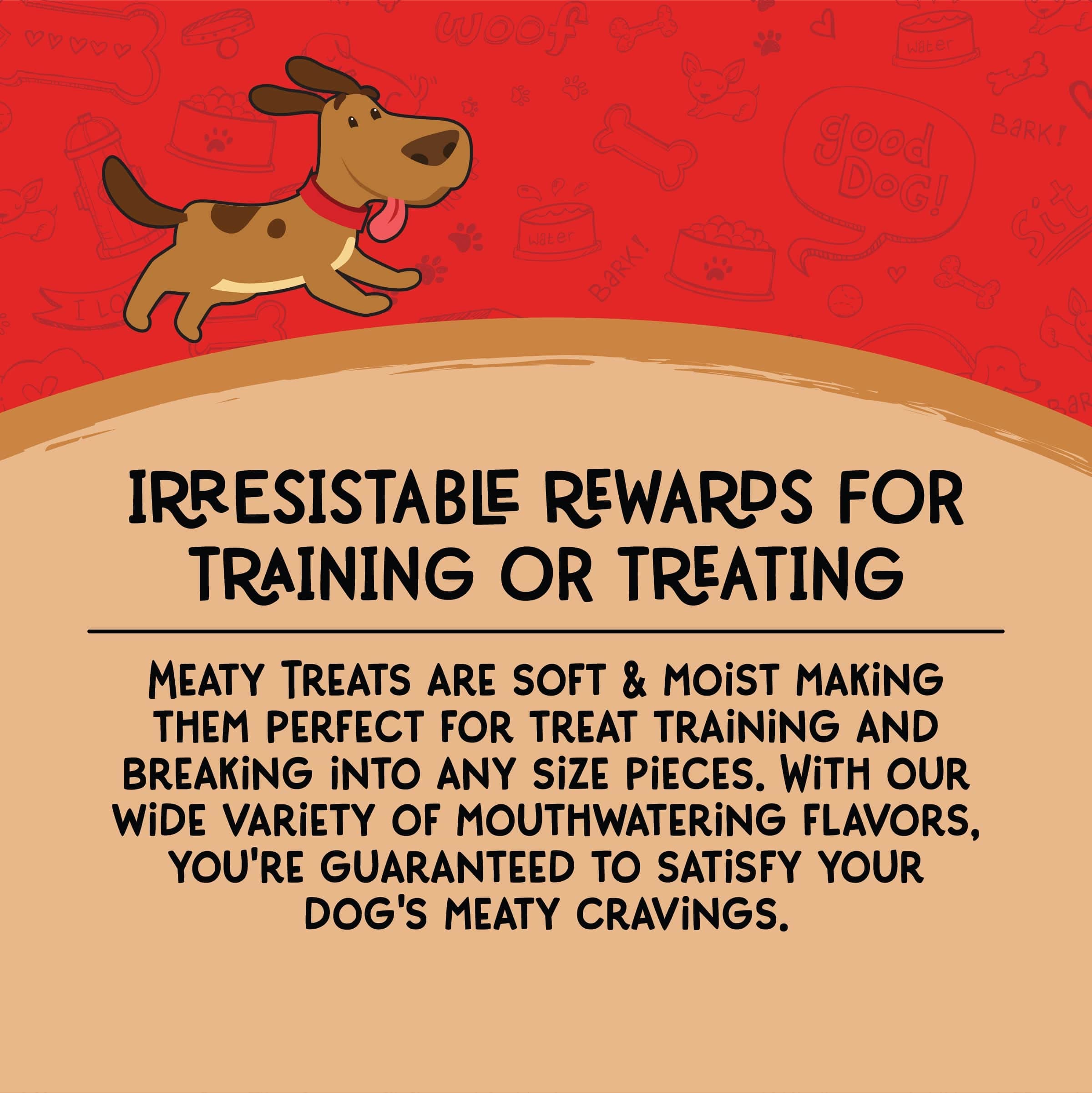 Meaty Treats Mini Dogs boeuf-fromage, texture tendre qui ravit les papilles canines.