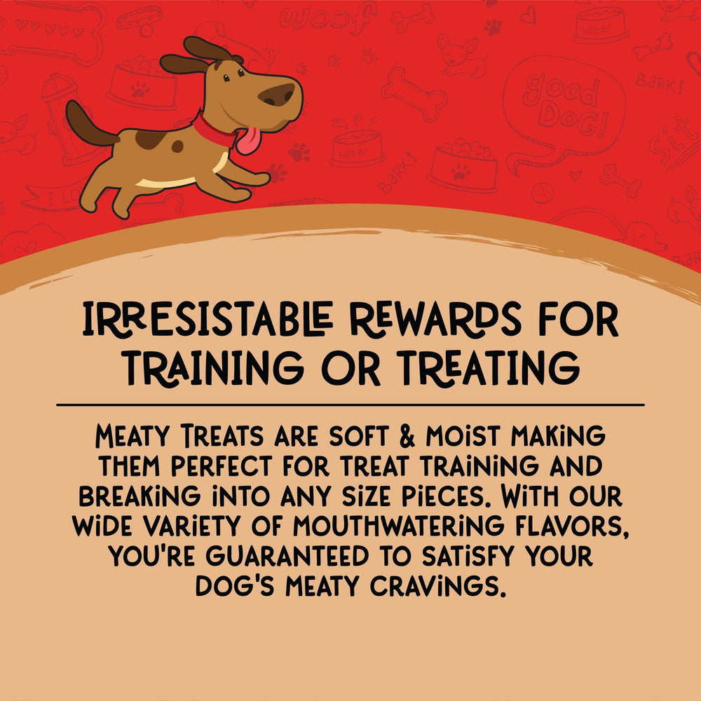 Meaty Treats Mini Dogs boeuf-fromage, texture tendre qui ravit les papilles canines.