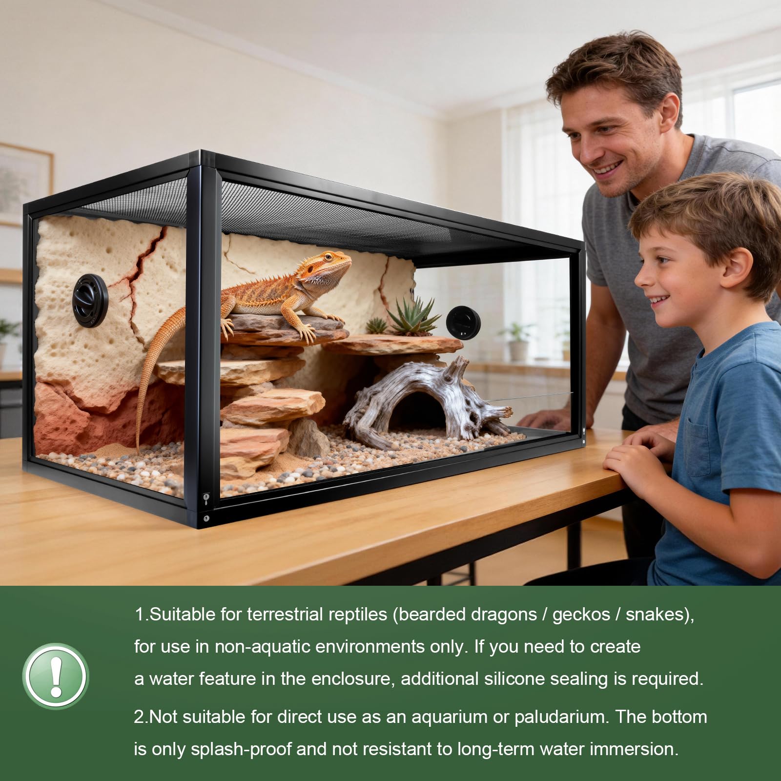 MECESOR terrarium emplacement câbles pour humidificateur et éclairage, organisation facilitée.