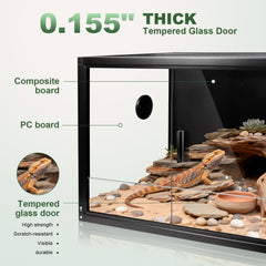 MECESOR terrarium porte frontale glissante, accès facile pour nourrir et nettoyer.
