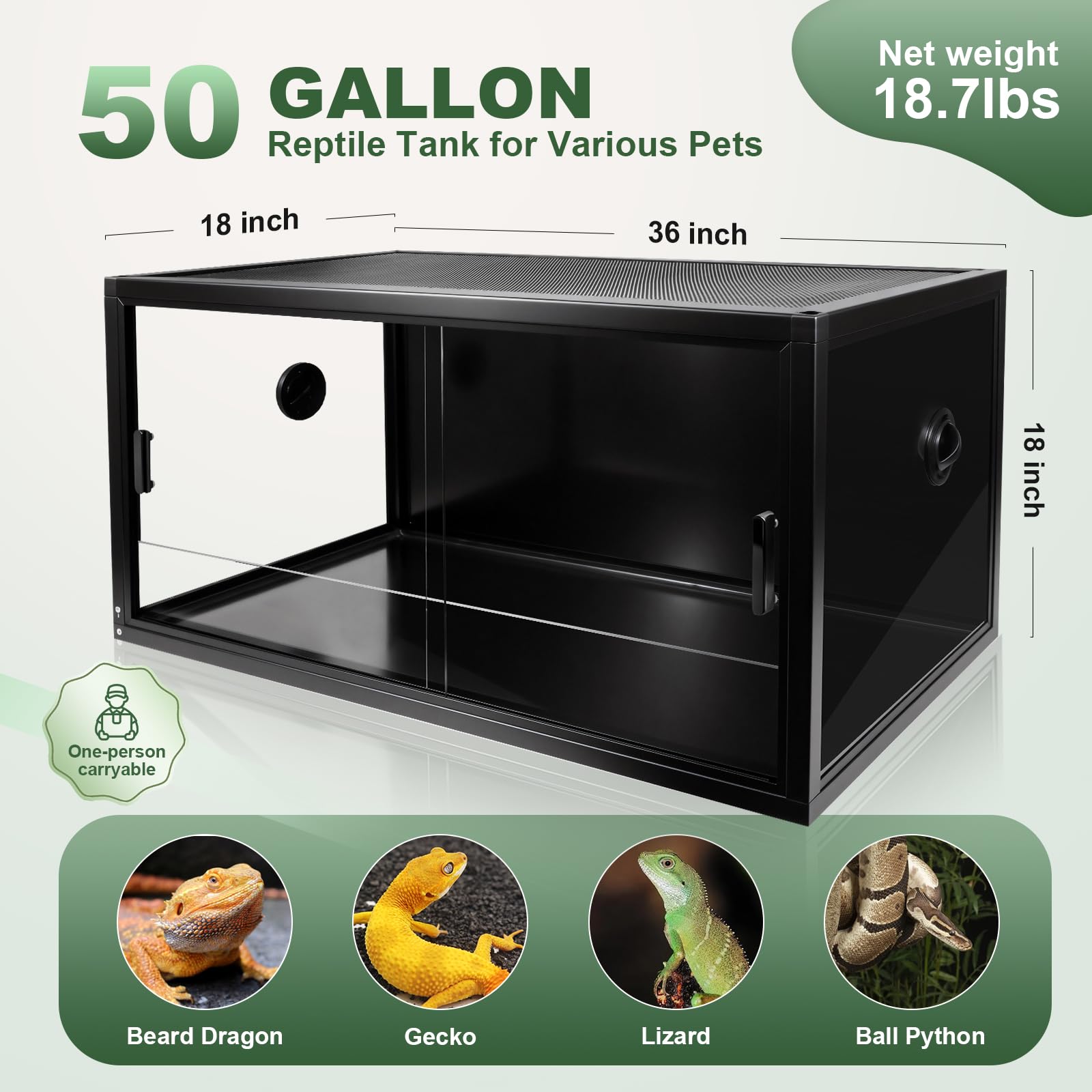 MECESOR terrarium frontale en verre, clarté optimale pour surveiller les reptiles.