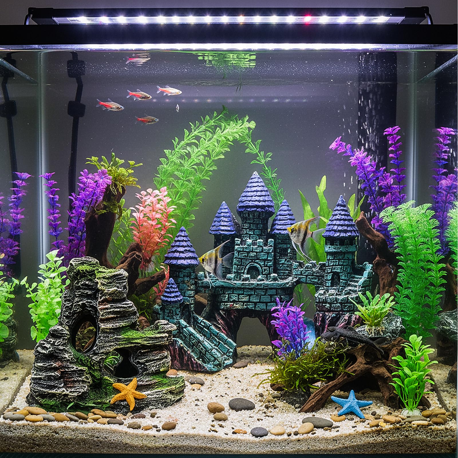 Mechpia rocher décor aquarium avec grotte pour cachettes.