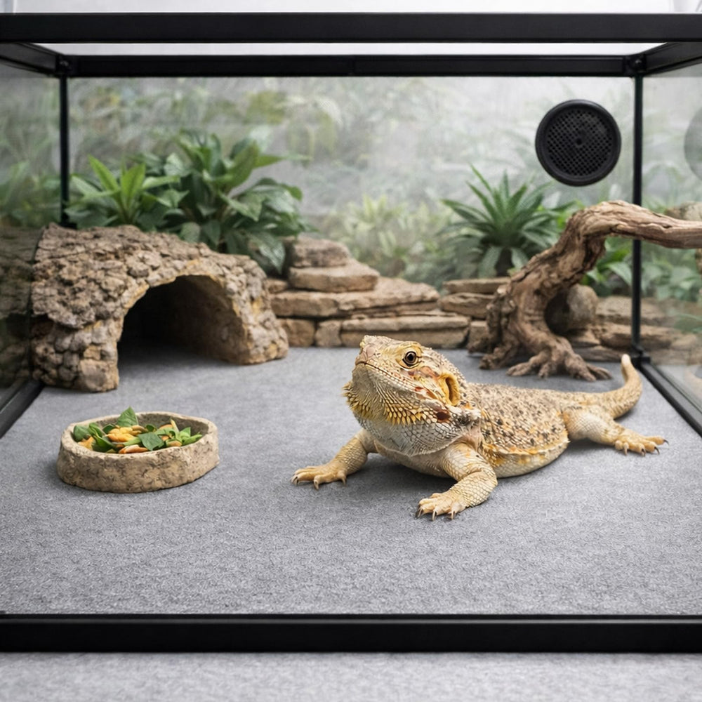 Mechpia Tapis-reptile doux gris 120x60 cm, confort idéal pour tortues et dragons barbus.